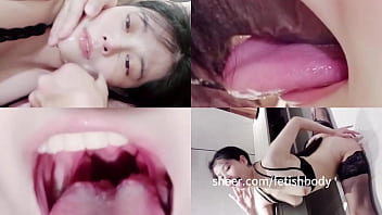 Intense deepthroat and oral sex with Asian girl in various positions and facial finish