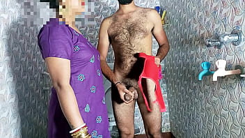 Desi aunty caught in compromising position with another man in bathroom